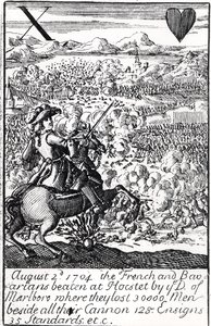 Il Duca di Marlborough Sconfigge i Francesi e i Bavaresi nella Battaglia di Blenheim, 2 agosto 1704, carta da gioco inglese da English School